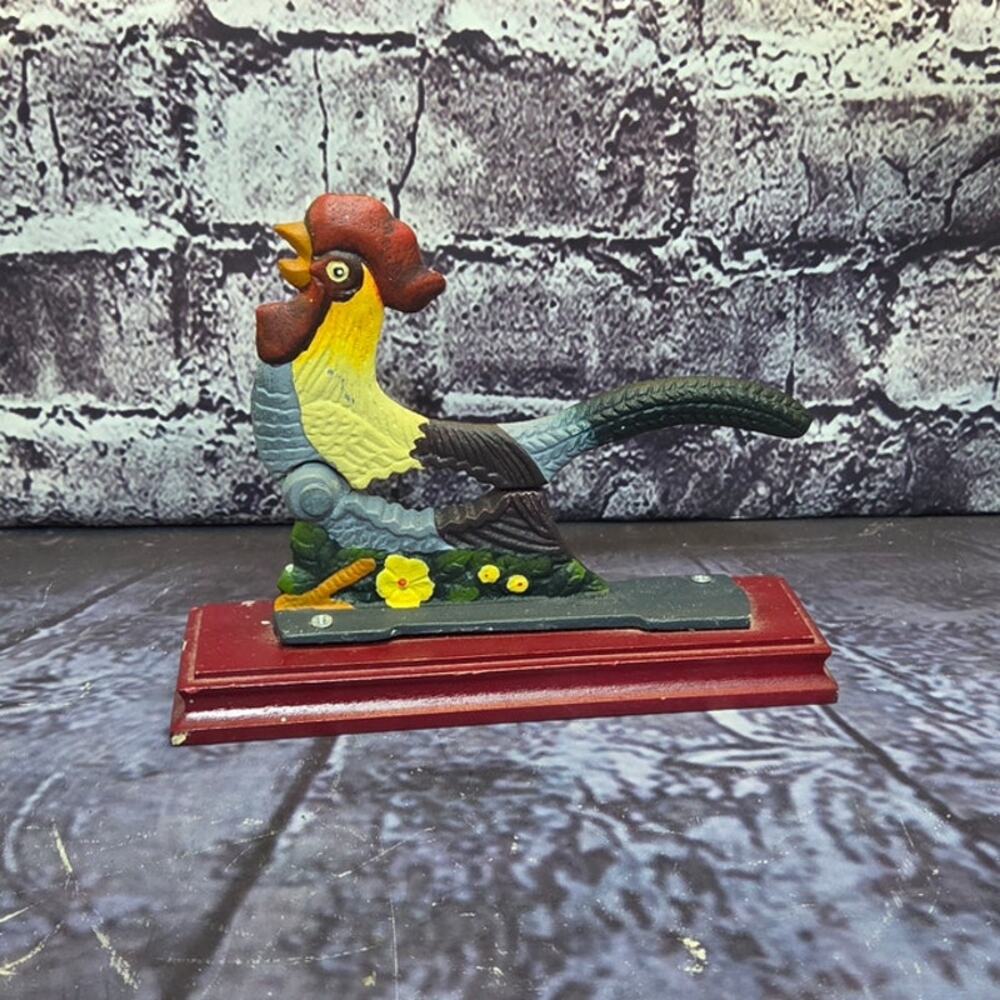 Vintage Cast Iron rooster Nutcracker Handpainted Kitchen Door